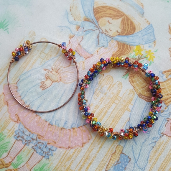 🌙Set Czech Glass Beaded Bangle Handmade - Picture 3 of 12